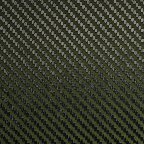 Woven Olive Green dyed Fiberglass/Carbon Fiber Hybrid with Gloss finish